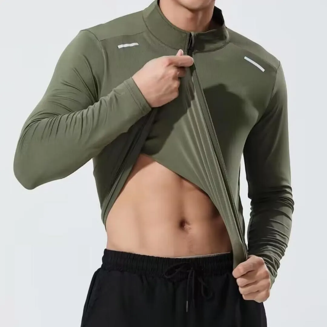 Men's Quick-Dry Shirt with Stand Collar for Autumn & Winter Sportswear,Mens Shirt,Zippered Collar Shirt