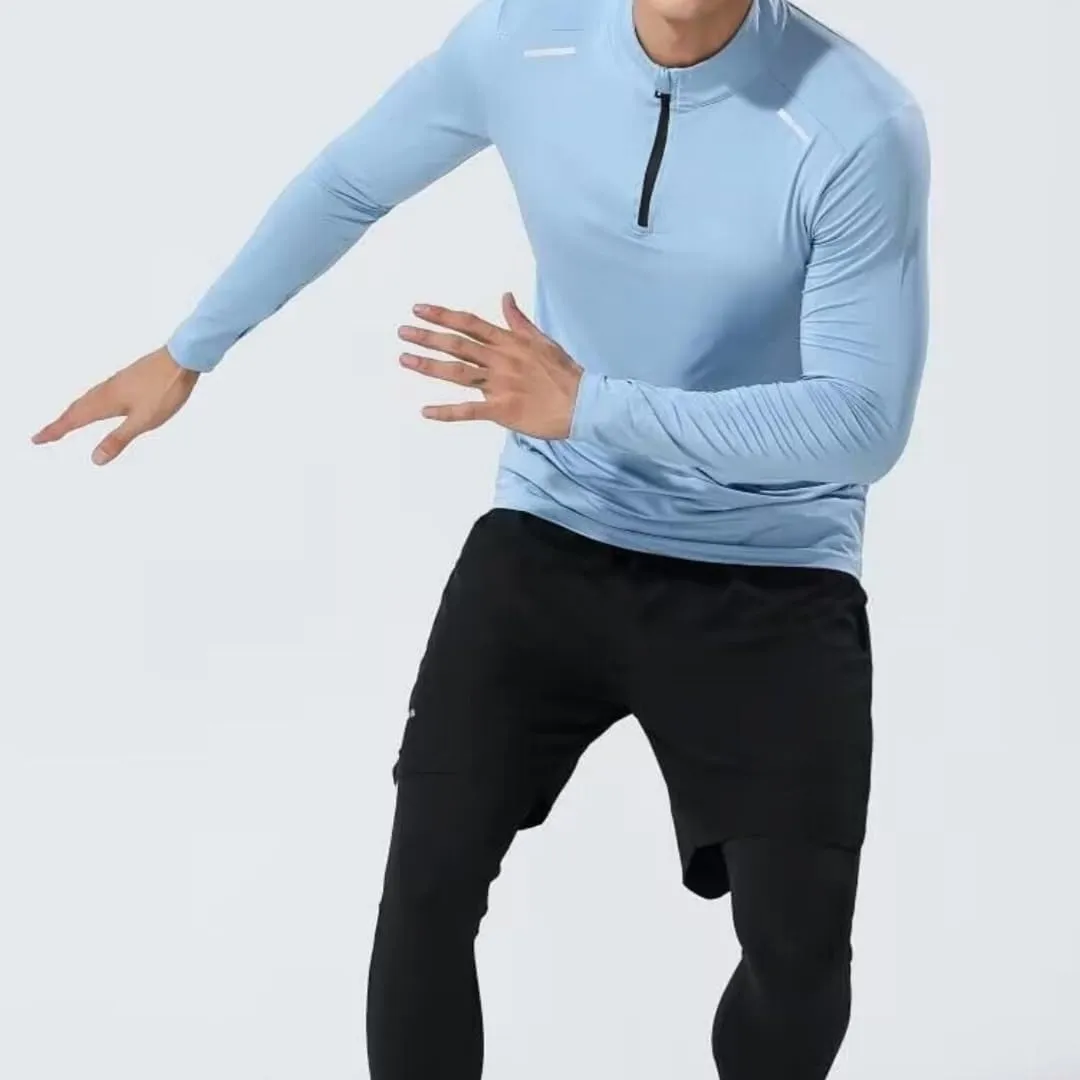 Men's Quick-Dry Shirt with Stand Collar for Autumn & Winter Sportswear,Mens Shirt,Zippered Collar Shirt