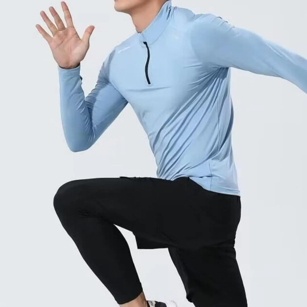 Men's Quick-Dry Shirt with Stand Collar for Autumn & Winter Sportswear,Mens Shirt,Zippered Collar Shirt