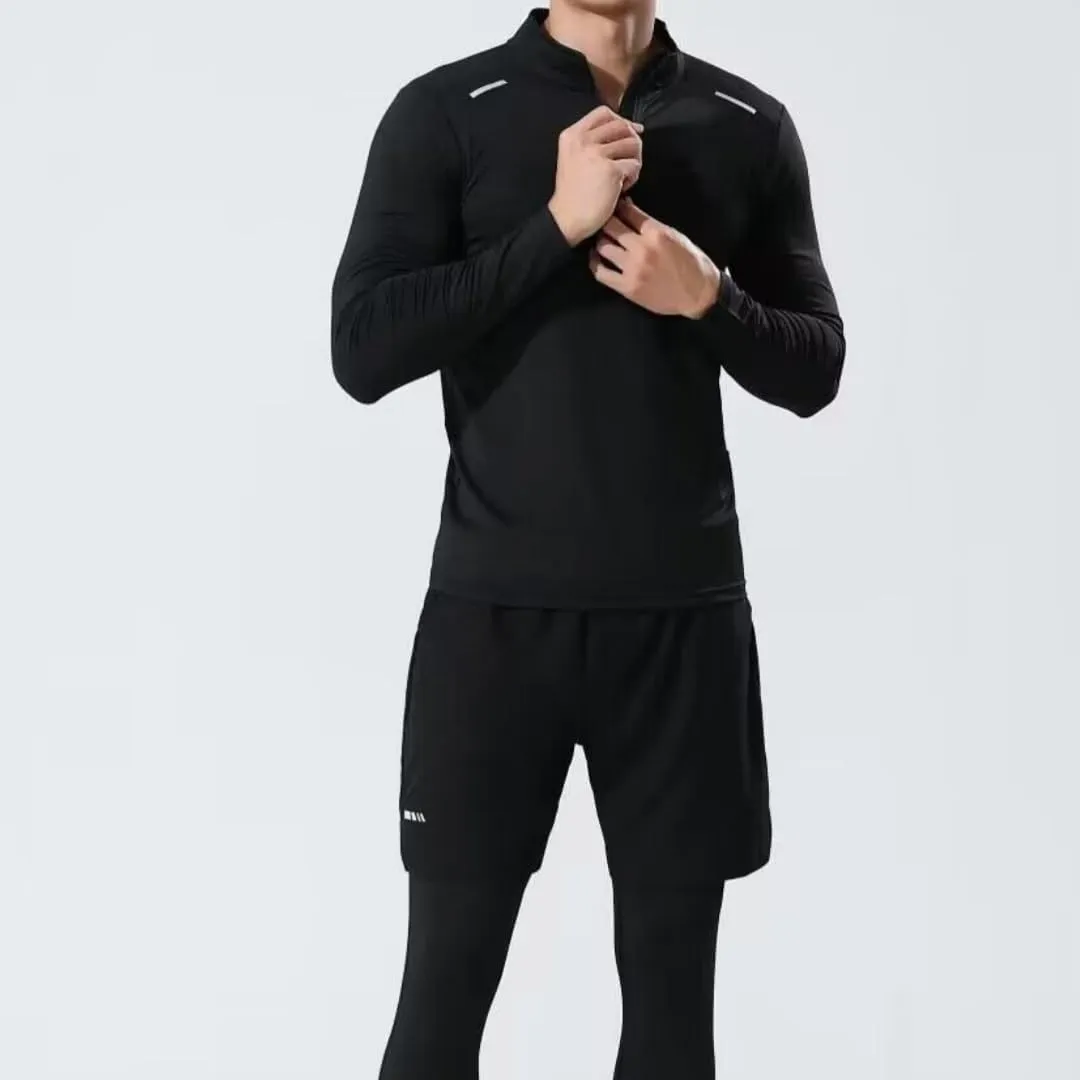 Men's Quick-Dry Shirt with Stand Collar for Autumn & Winter Sportswear,Mens Shirt,Zippered Collar Shirt