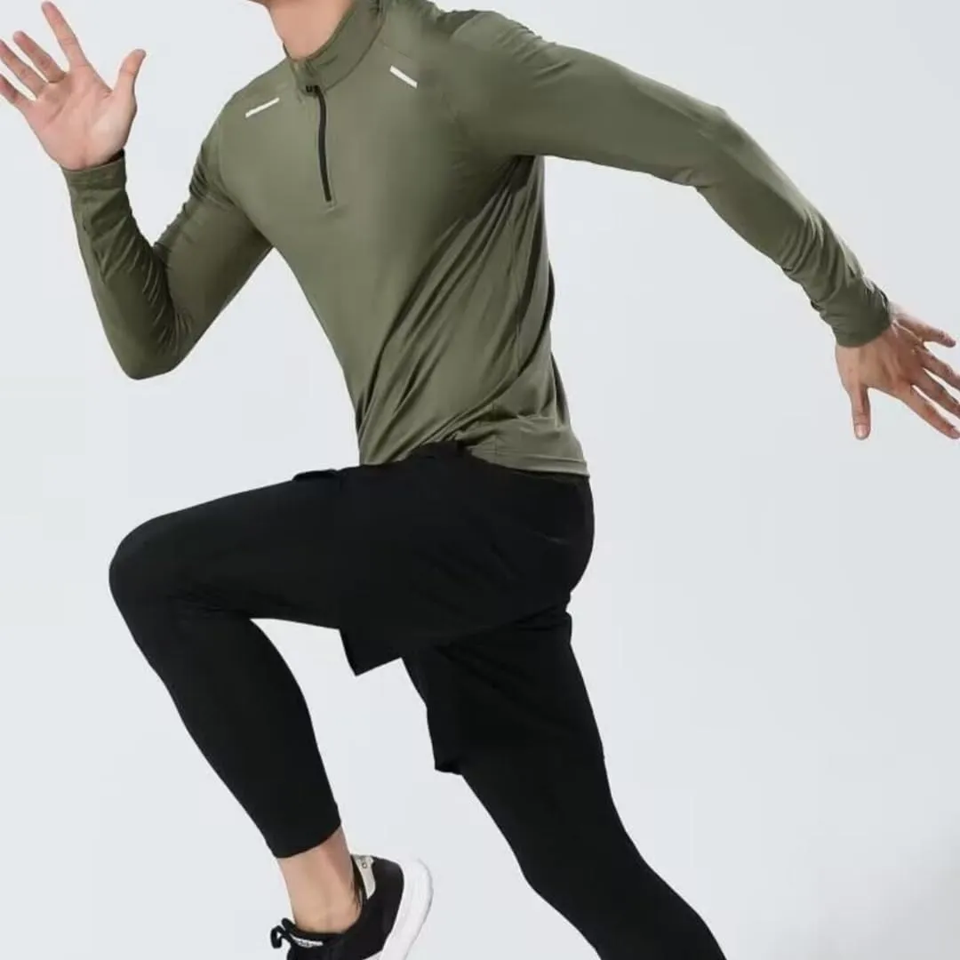 Men's Quick-Dry Shirt with Stand Collar for Autumn & Winter Sportswear,Mens Shirt,Zippered Collar Shirt