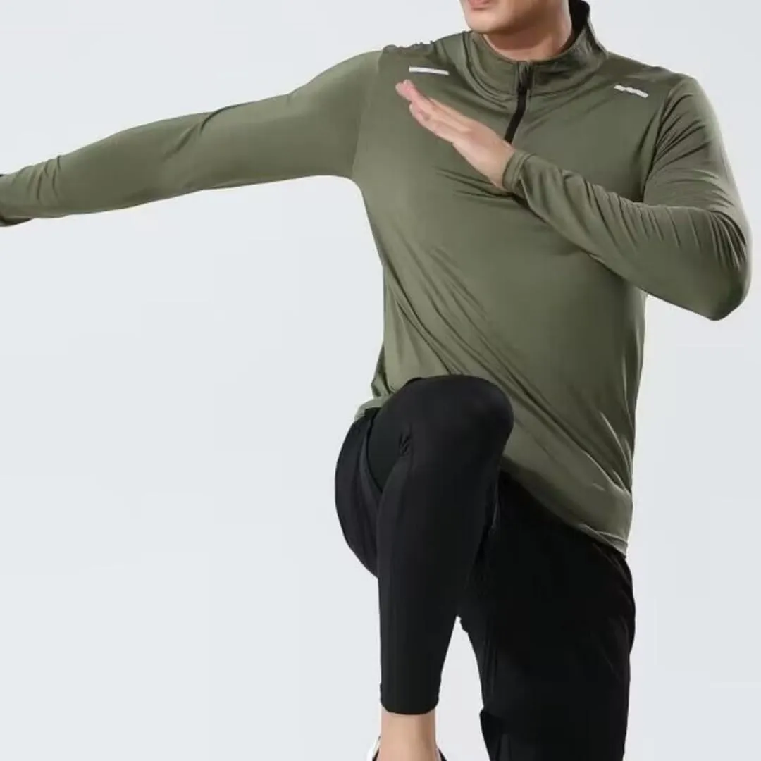 Men's Quick-Dry Shirt with Stand Collar for Autumn & Winter Sportswear,Mens Shirt,Zippered Collar Shirt