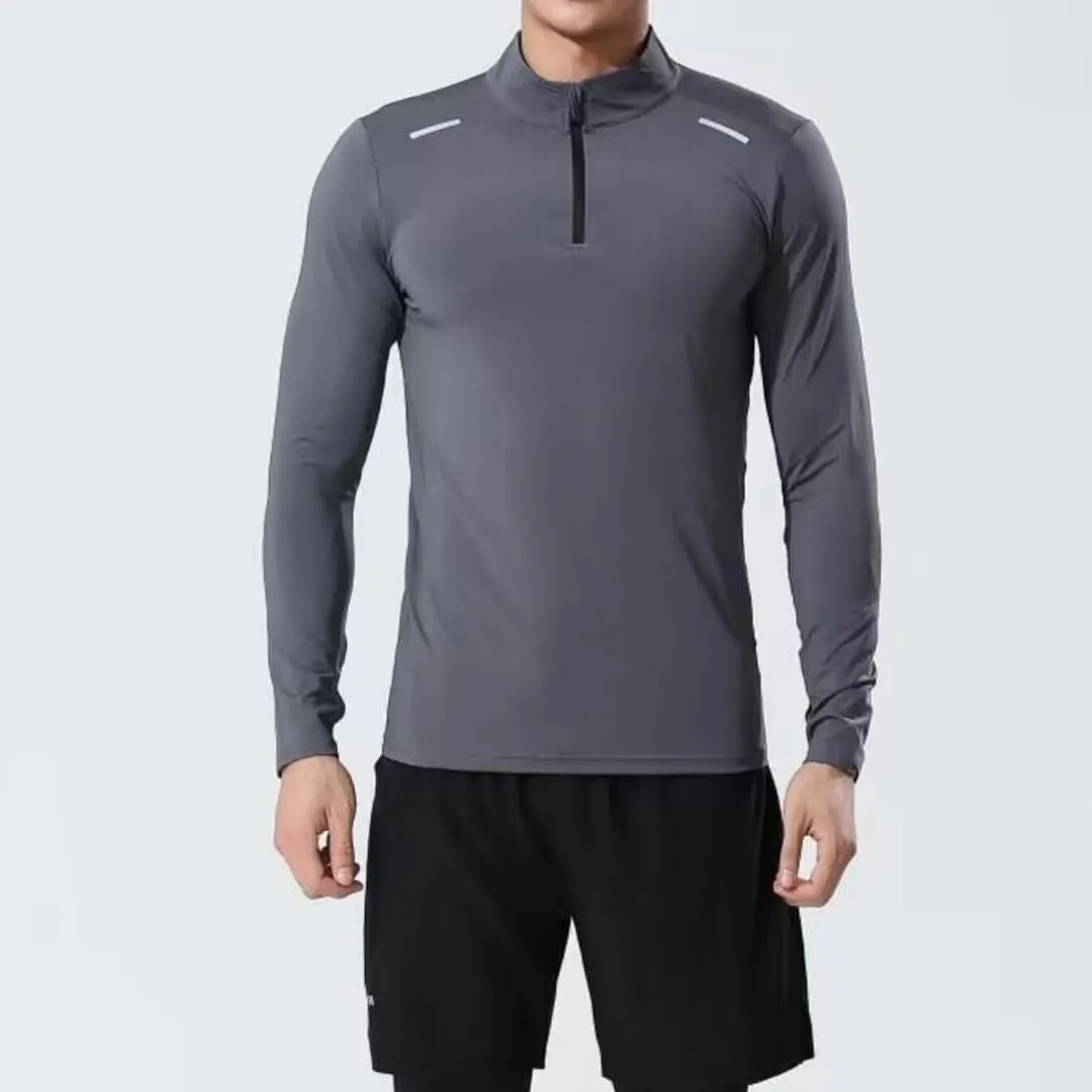 Men's Quick-Dry Shirt with Stand Collar for Autumn & Winter Sportswear,Mens Shirt,Zippered Collar Shirt