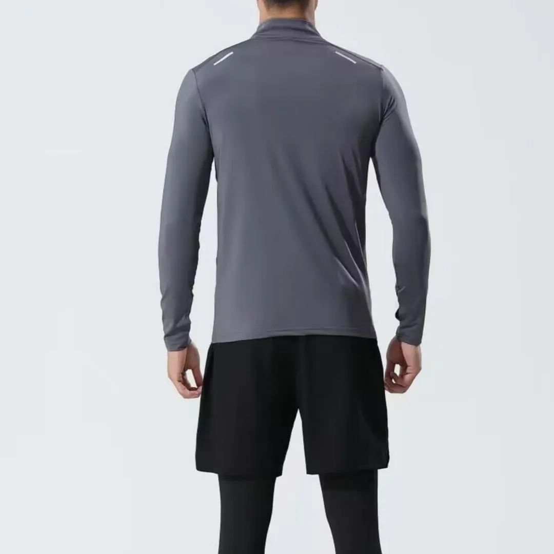 Men's Quick-Dry Shirt with Stand Collar for Autumn & Winter Sportswear,Mens Shirt,Zippered Collar Shirt