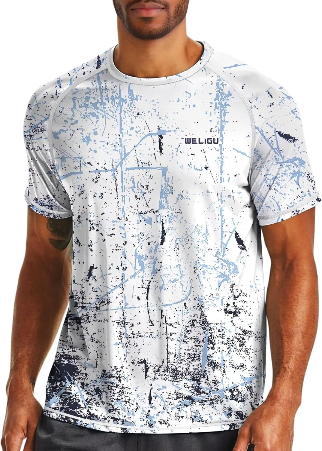 Men's Rashguard Swim Shirt Short Sleeve UPF 50  Sun Protection Shirt SPF Quick Dry Water Lightweight Shirt