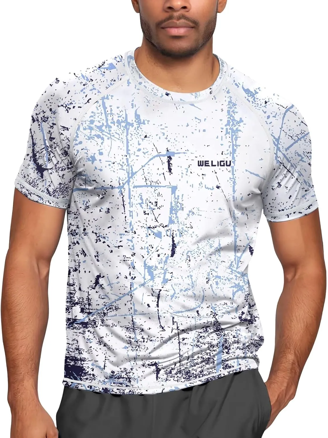 Men's Rashguard Swim Shirt Short Sleeve UPF 50  Sun Protection Shirt SPF Quick Dry Water Lightweight Shirt