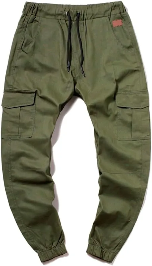 Mens Slim Fit Cargo Pants Casual Stretch Waist Jogger Sweatpants with Flap Pockets Outdoor Work Hiking Trousers