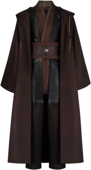Mens Tunic Robe Knight Long Hooded Cloak with Belt Hooded Robe Tunic Full Set Halloween Cosplay Costume