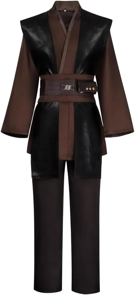 Mens Tunic Robe Knight Long Hooded Cloak with Belt Hooded Robe Tunic Full Set Halloween Cosplay Costume