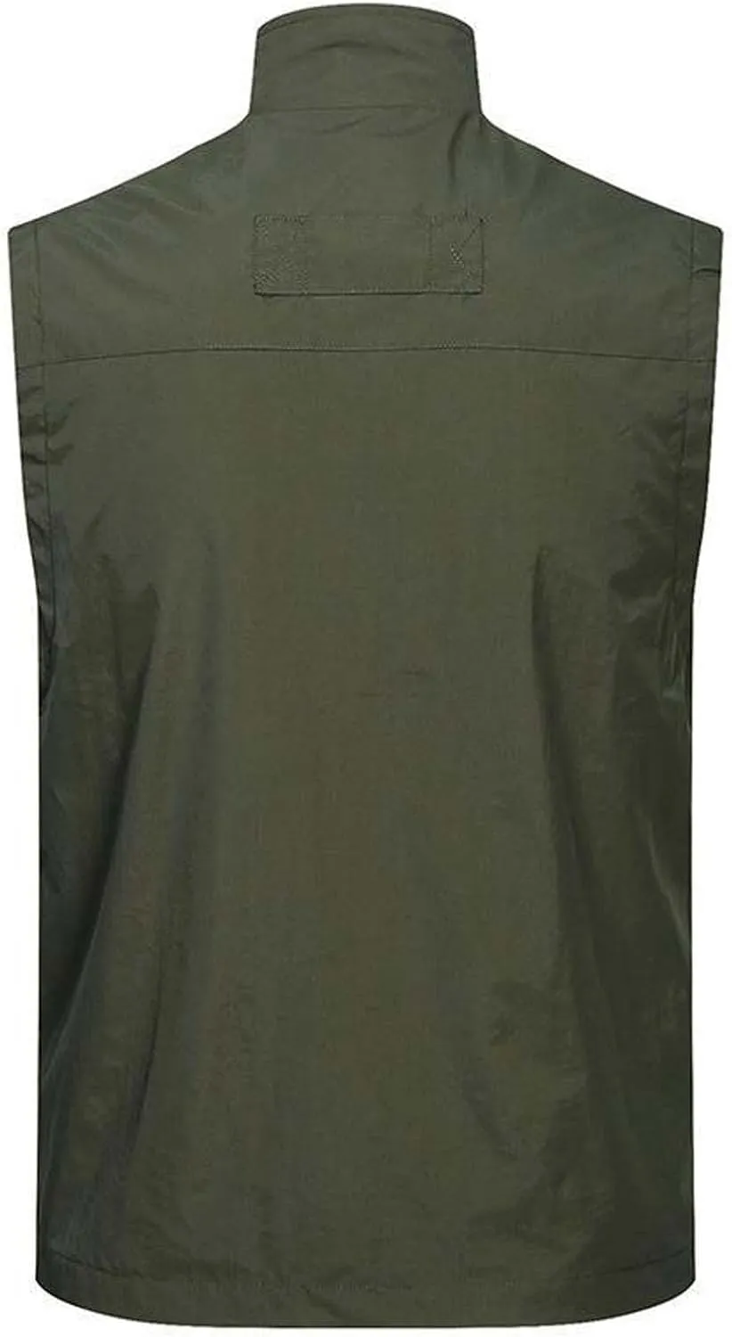 Mens Vests Outerwear Big and Tall Zip Up Vest Casual Sleeveless Jacket Lightweight Hiking Vest with Pockets