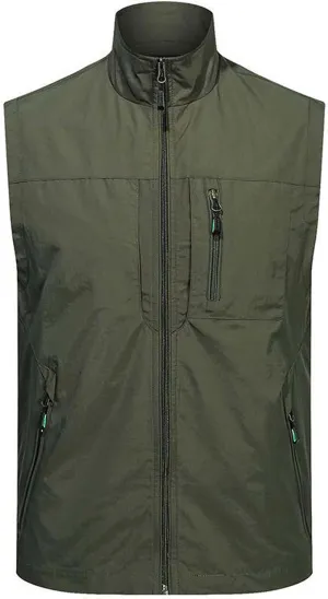 Mens Vests Outerwear Big and Tall Zip Up Vest Casual Sleeveless Jacket Lightweight Hiking Vest with Pockets