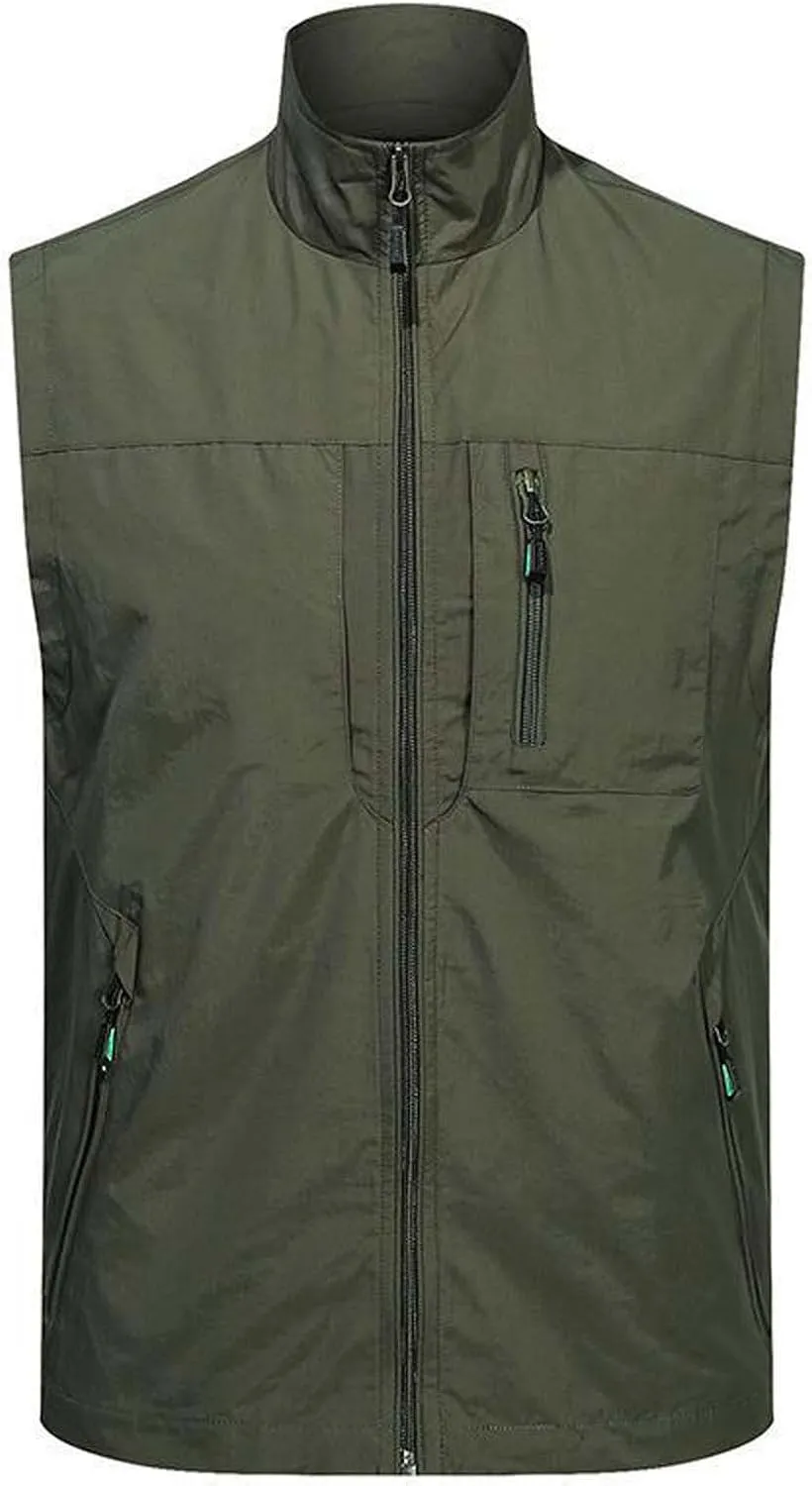 Mens Vests Outerwear Big and Tall Zip Up Vest Casual Sleeveless Jacket Lightweight Hiking Vest with Pockets