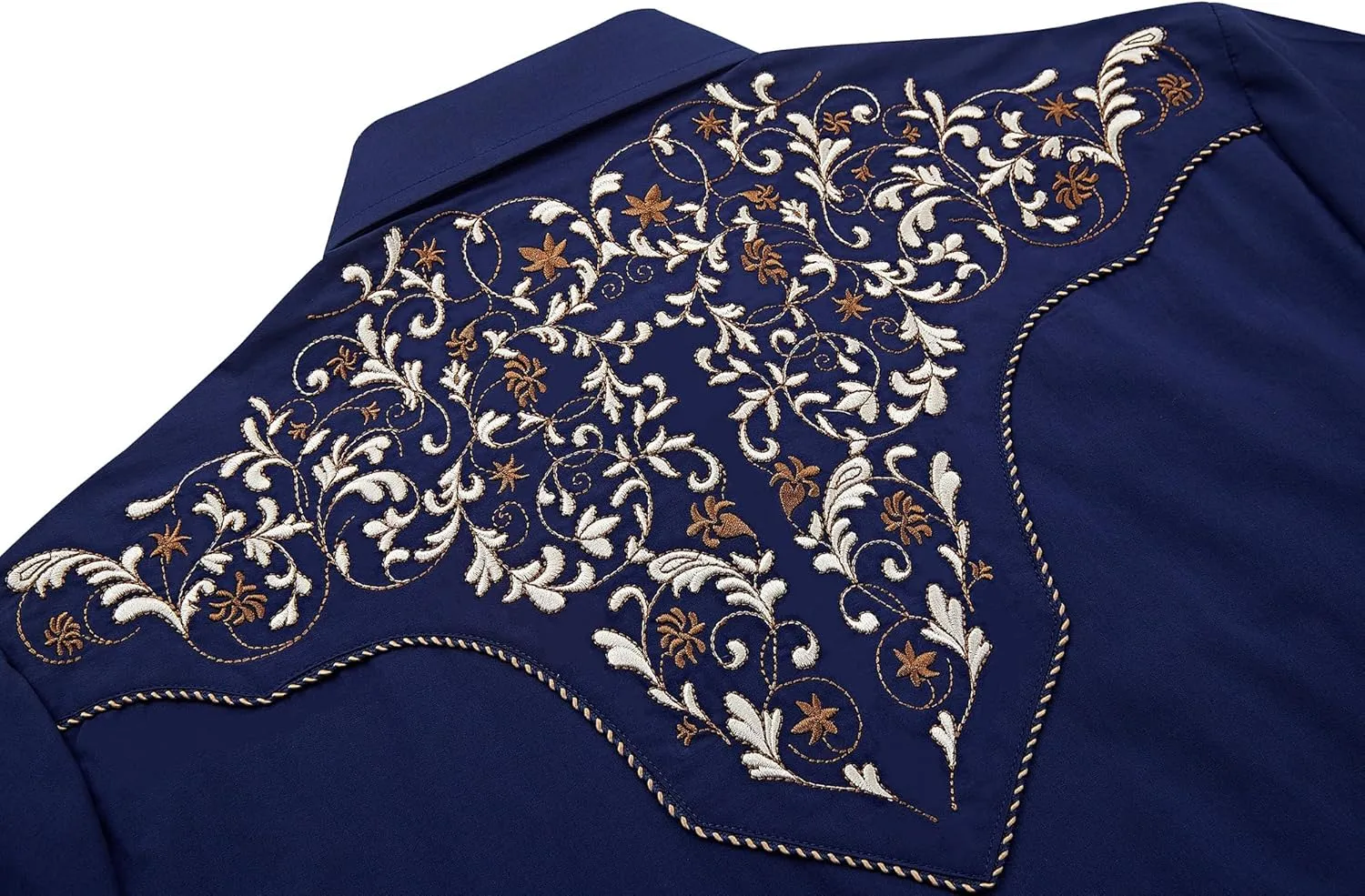 Men's Western Cowboy Shirt Embroidered Long Sleeve Casual Button Down Shirt