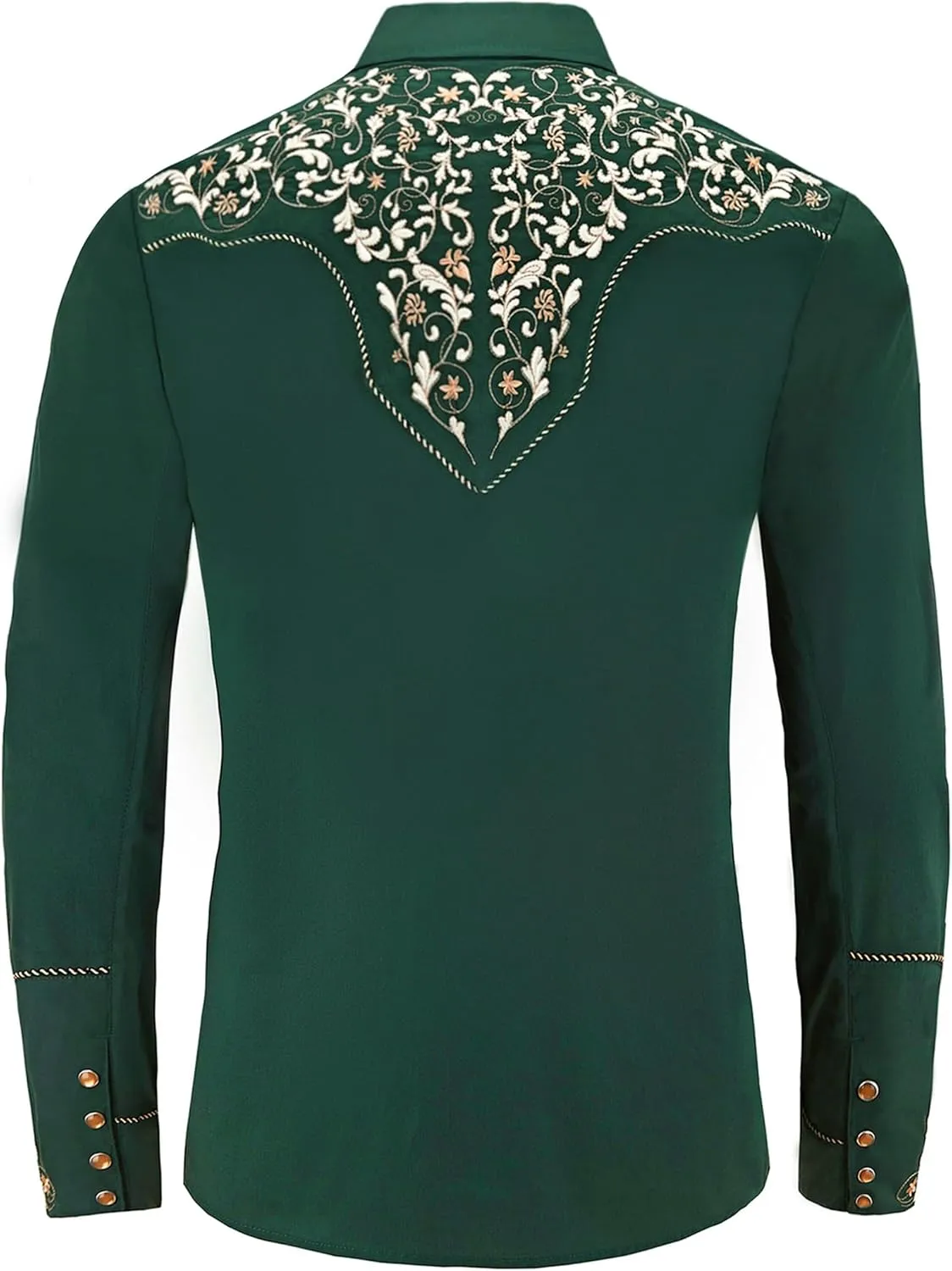 Men's Western Cowboy Shirt Embroidered Long Sleeve Casual Button Down Shirt