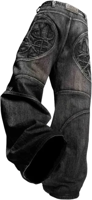 Men's Wide Leg Jeans - Women's Gothic Straight Loose Jeans