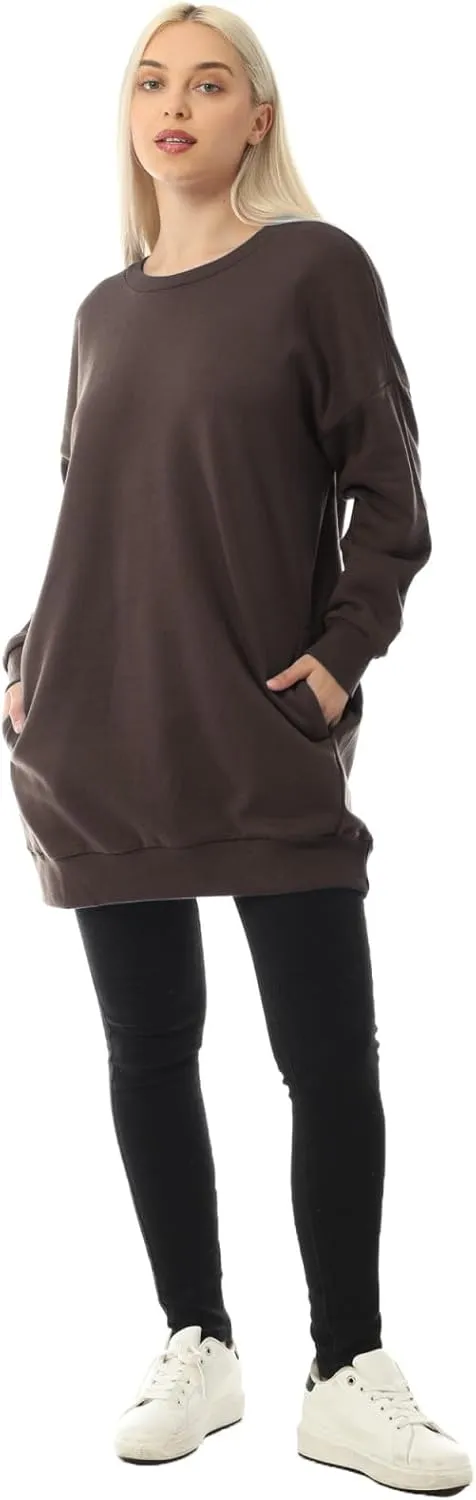 MixMatchy Women's Oversized Sweatshirts Crewneck Long Sleeve Tunic Pullover Fleece Sweater S-3X