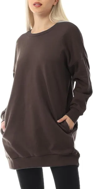 MixMatchy Women's Oversized Sweatshirts Crewneck Long Sleeve Tunic Pullover Fleece Sweater S-3X