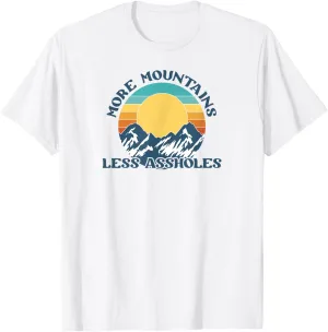More Mountains Less Assholes Vintage Sunset Hiking Camping T-Shirt