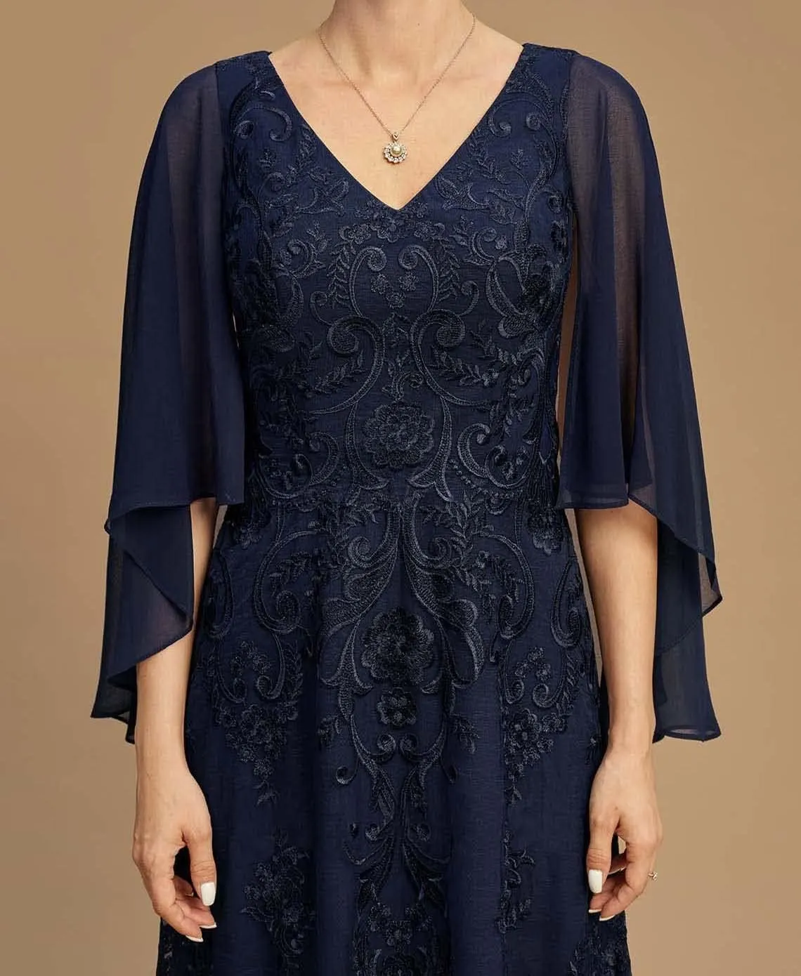 NABN Mother of The Bride Dresses with Cape Long Evening Dress Chiffon Formal Wedding Guest Dresses for Women