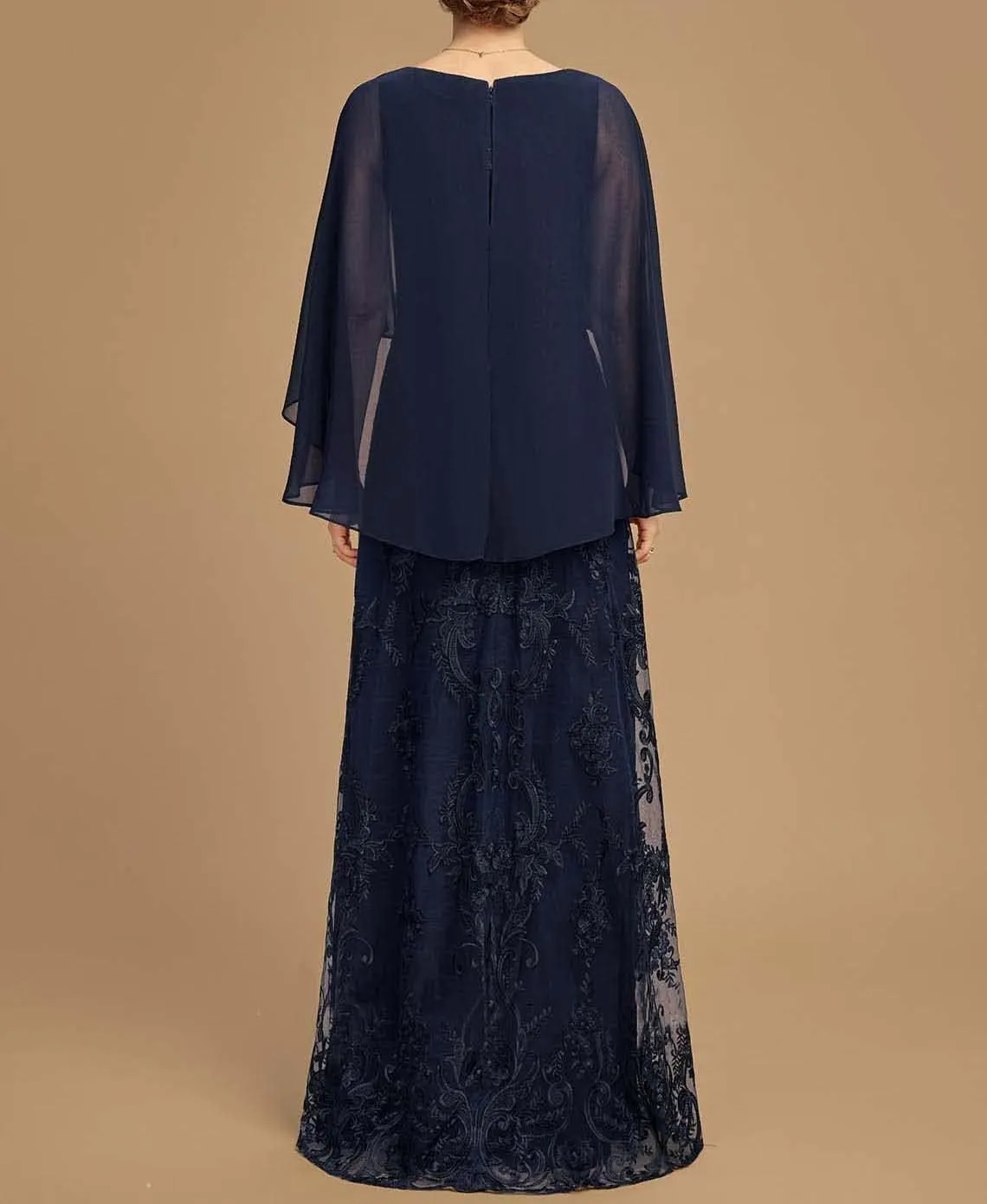NABN Mother of The Bride Dresses with Cape Long Evening Dress Chiffon Formal Wedding Guest Dresses for Women