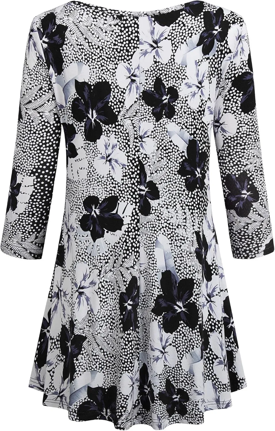 Nandashe Womens 3/4 Sleeves Floral Tunic Shirts Summer Casual Dressy Blouse Tops