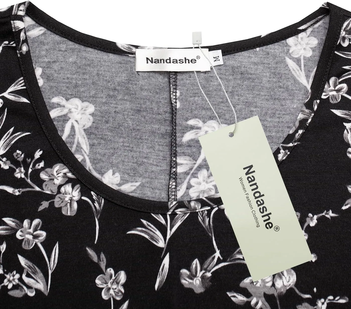 Nandashe Womens 3/4 Sleeves Floral Tunic Shirts Summer Casual Dressy Blouse Tops