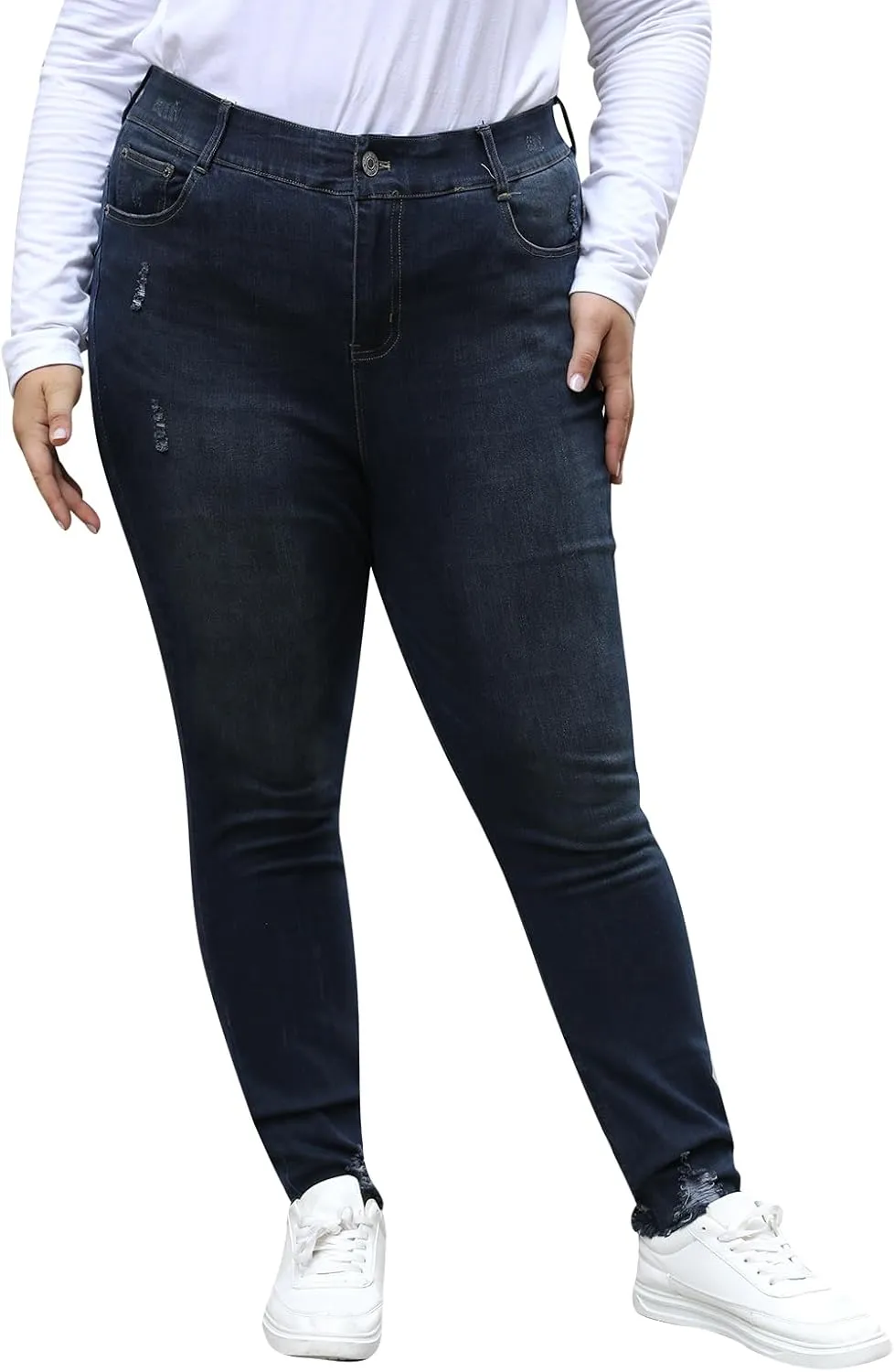 Nemidor Womens Plus Size Skinny Jeans High-Rise Premium Stretchy Denim Jeans