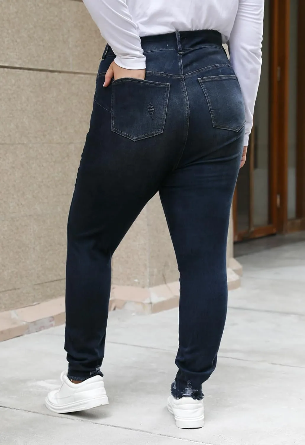 Nemidor Womens Plus Size Skinny Jeans High-Rise Premium Stretchy Denim Jeans