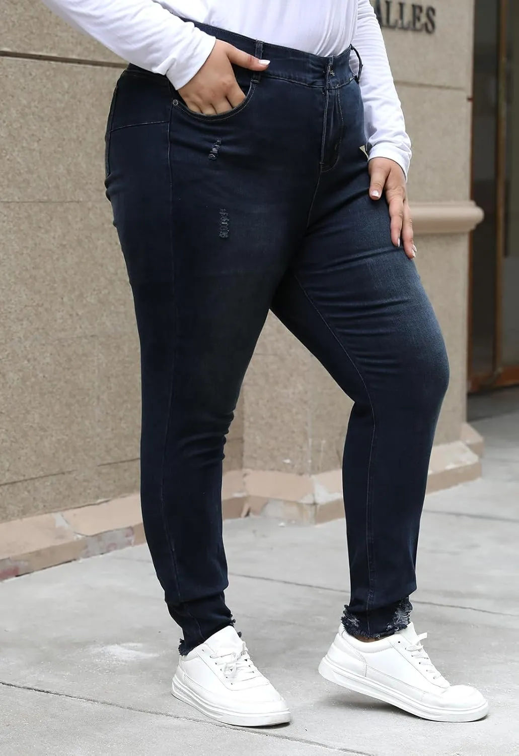 Nemidor Womens Plus Size Skinny Jeans High-Rise Premium Stretchy Denim Jeans