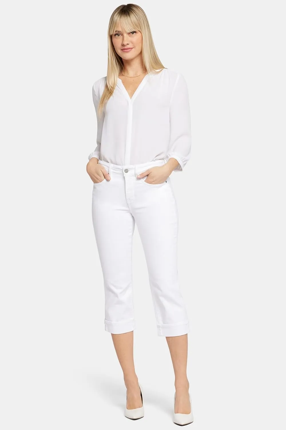 NYDJ Women's Marilyn Straight Crop Cuff Jeans | Cropped Slimming Jeans