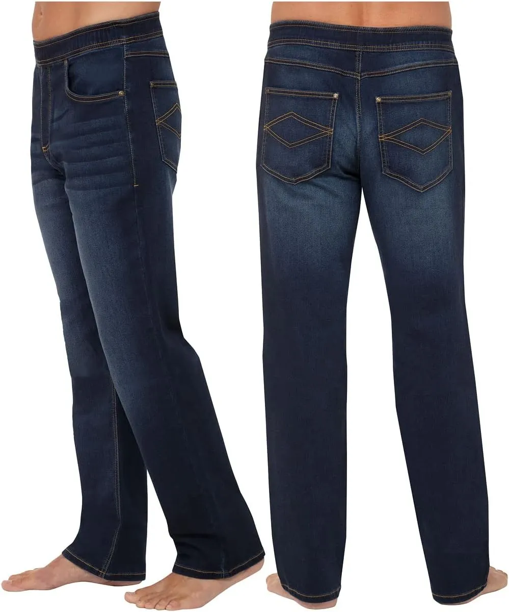 PajamaJeans Mens Pull On Jeans - Elastic Waist Pants Men - Pajama Jeans Denim Straight Leg Sweatpant Jeans Men Pull Up Jeans