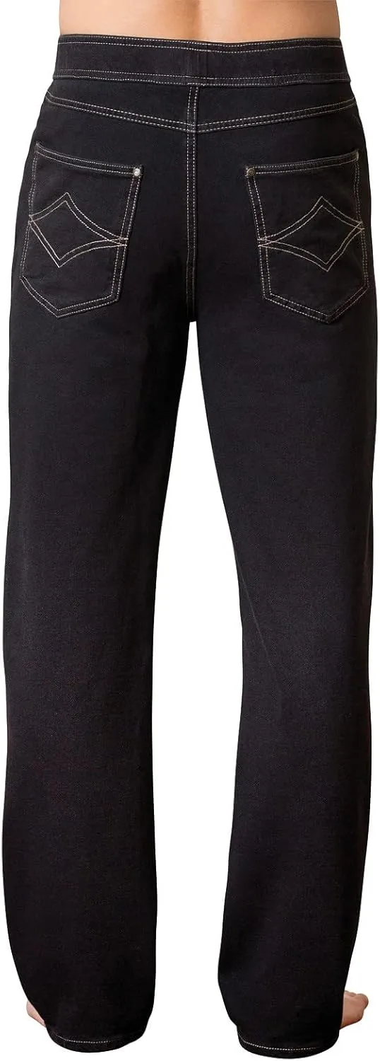 PajamaJeans Mens Pull On Jeans - Elastic Waist Pants Men - Pajama Jeans Denim Straight Leg Sweatpant Jeans Men Pull Up Jeans