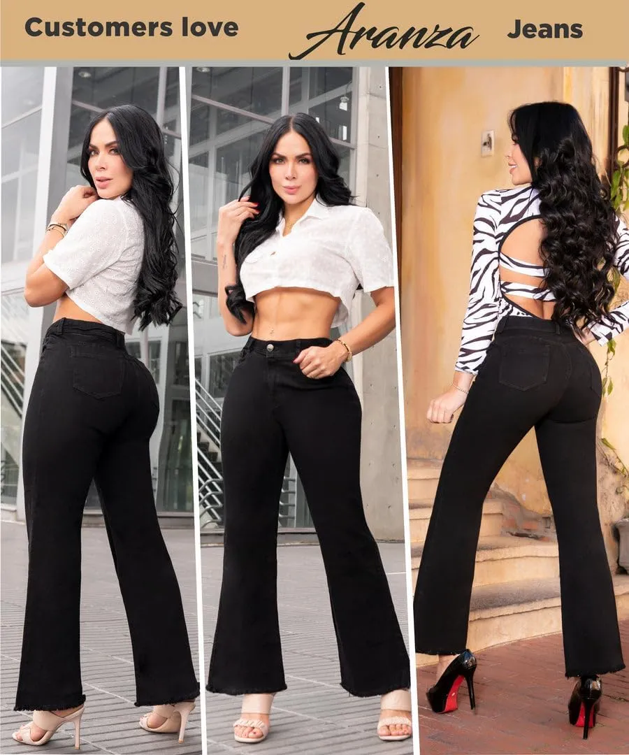 Pantalones Colombianos Levanta Cola | Butt Lifting Jeans for Women Colombian Jeans for Women Butt Lift Boot Cut Jeans Blue