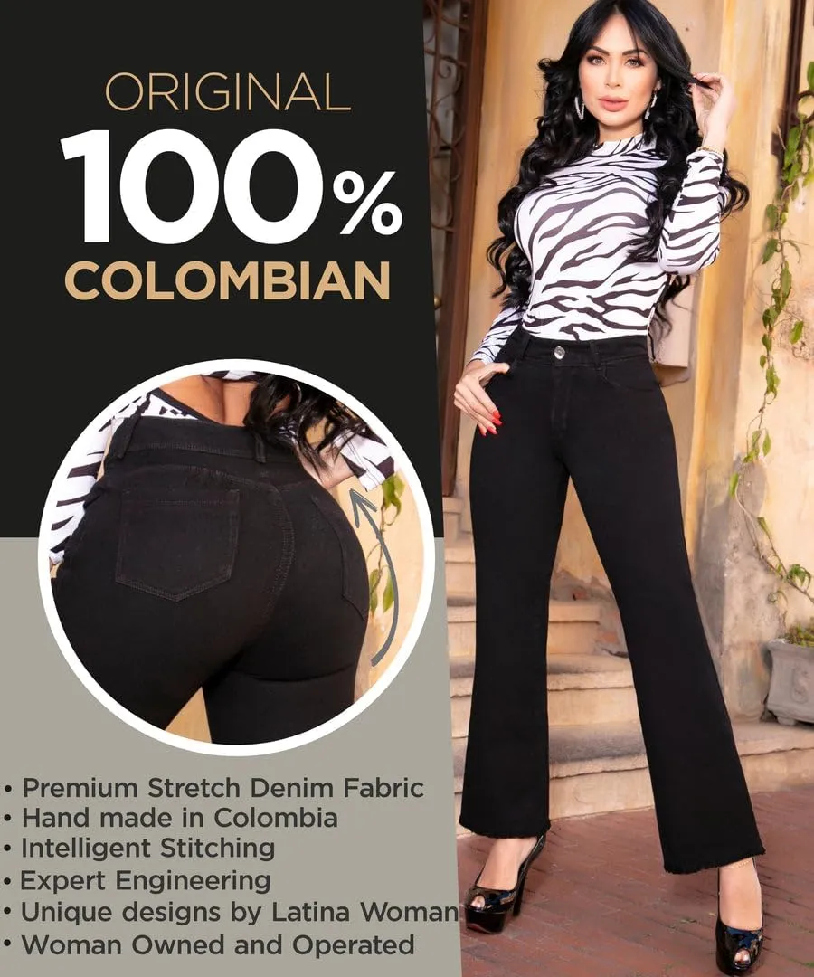 Pantalones Colombianos Levanta Cola | Butt Lifting Jeans for Women Colombian Jeans for Women Butt Lift Boot Cut Jeans Blue
