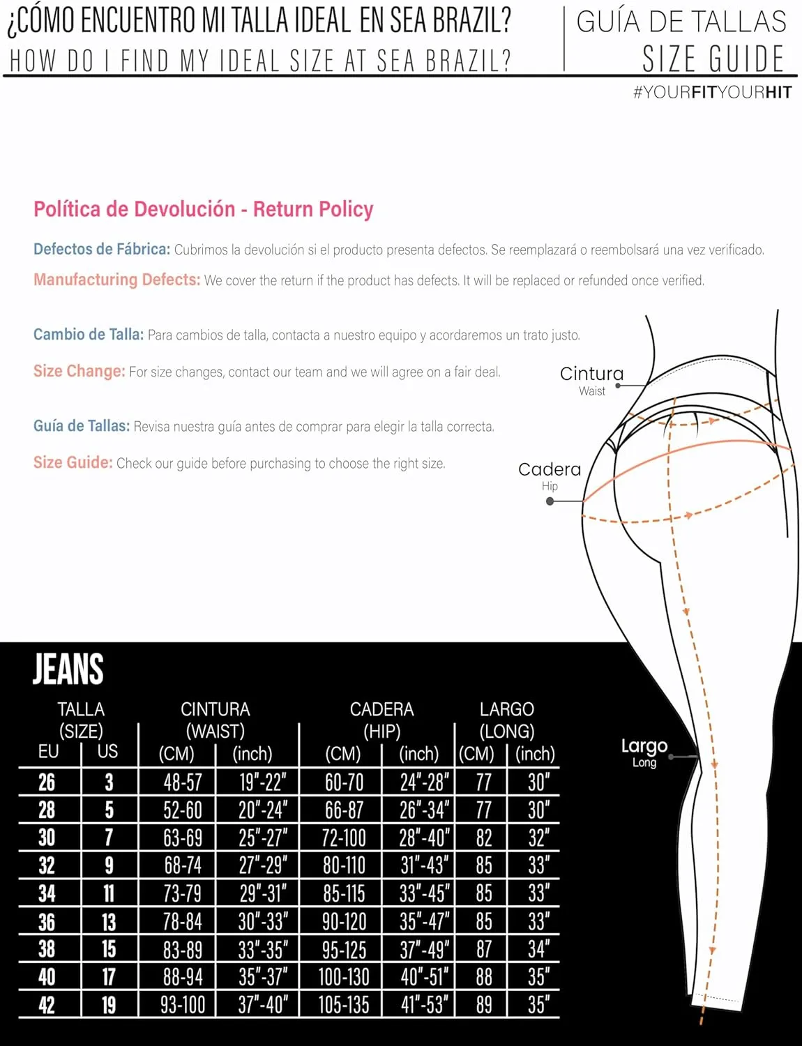 Pantalones Colombianos Levanta cola | Butt Lifting Jeans | High Waisted Jeans for Women | Colombian Jeans