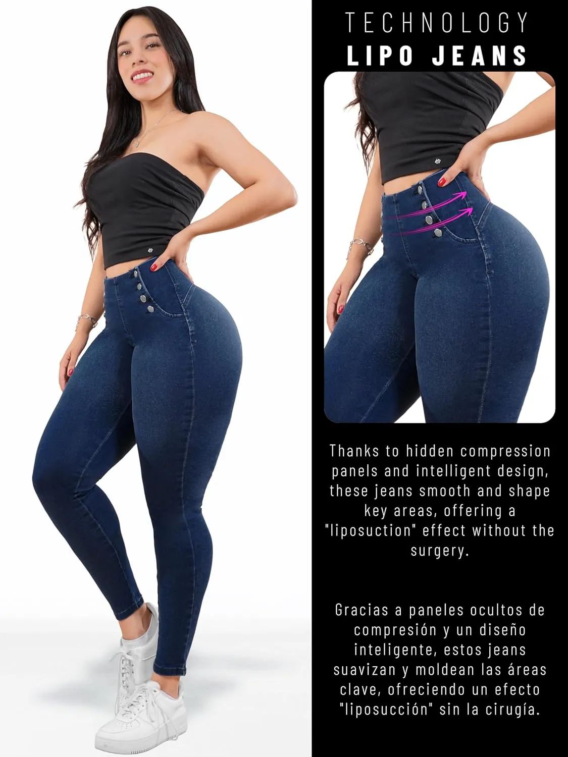Pantalones Colombianos Levanta cola | Butt Lifting Jeans | High Waisted Jeans for Women | Colombian Jeans