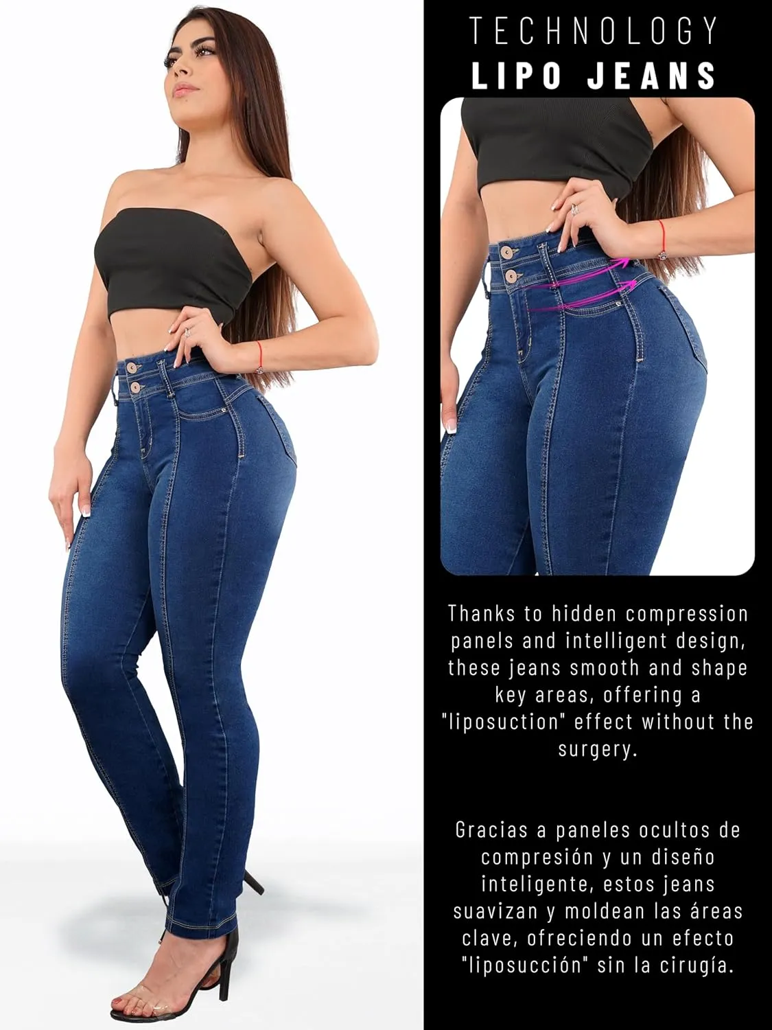 Pantalones Colombianos Levanta cola | Butt Lifting Jeans | High Waisted Jeans for Women | Colombian Jeans