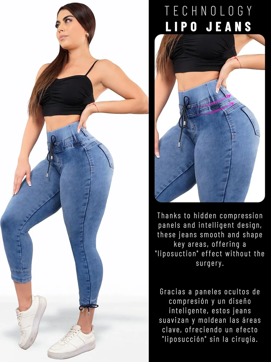 Pantalones Colombianos Levanta cola | Butt Lifting Jeans | High Waisted Jeans for Women | Colombian Jeans
