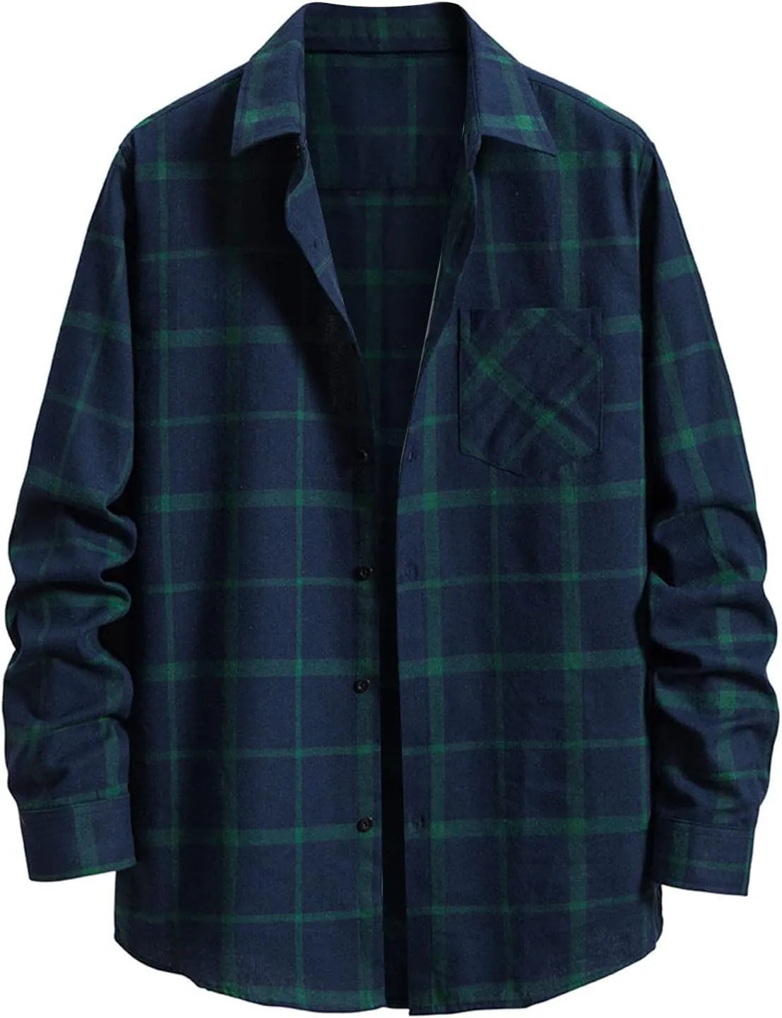 Plaid Flannel Shirt Jacket Men Turn Down Collar Shirt Lightweight Shirt Jacket Fashion Long Sleeve Shirts Button Down Shirt