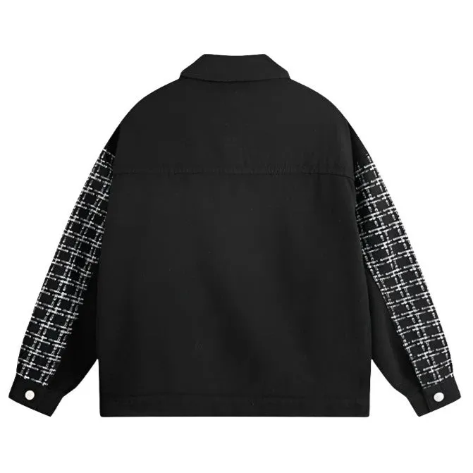 Plaid Textured Denim Jacket