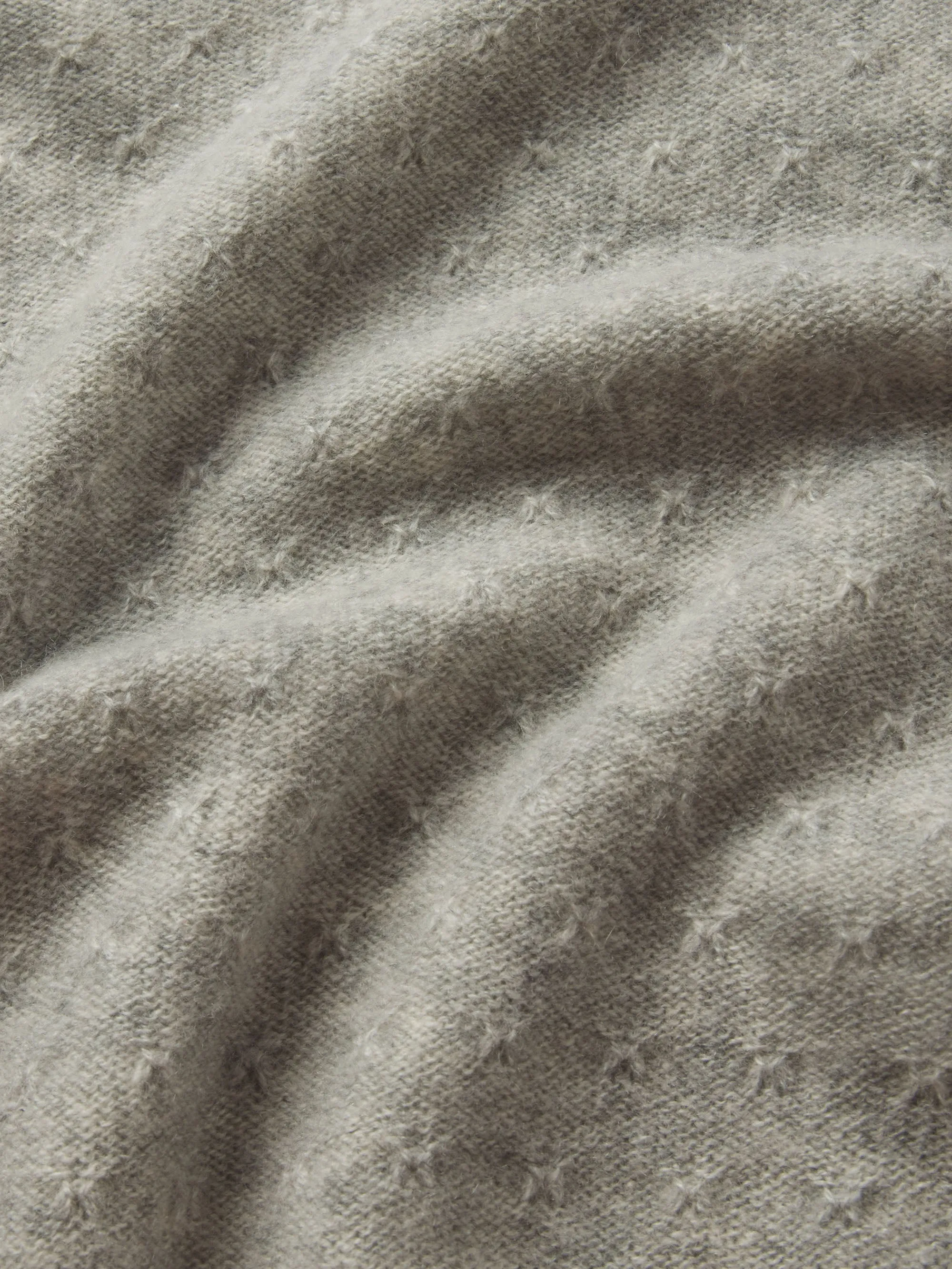 Pointelle Puff Sleeve Sweater -- Light Heather Grey
