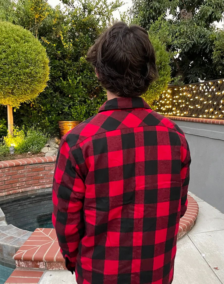 PUFFY PLAID FLANNEL JACKET