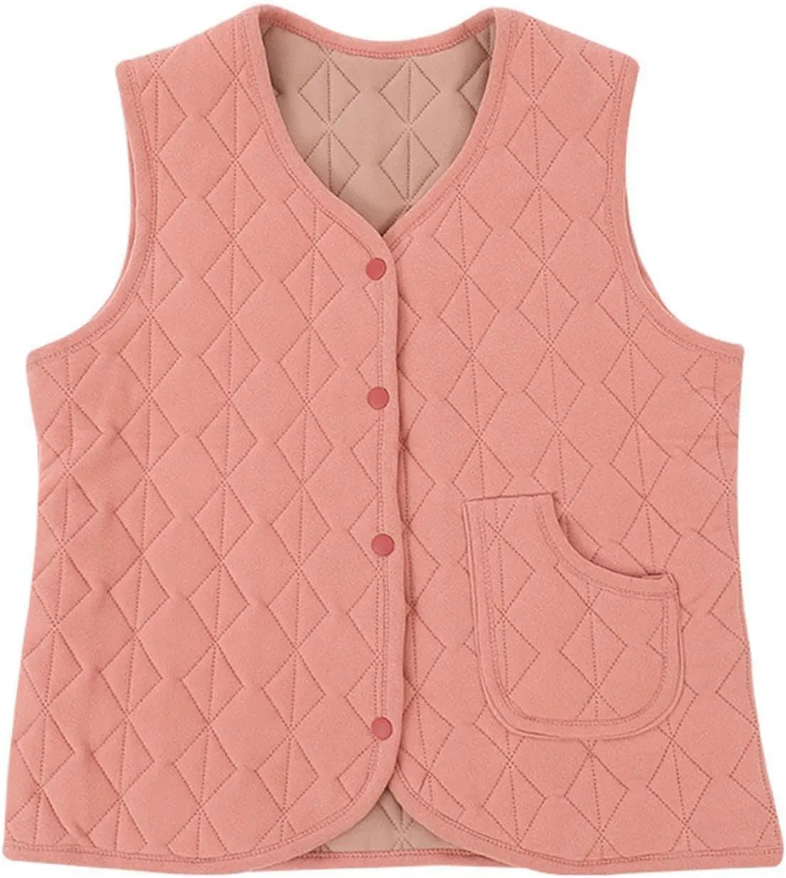 Quilted Puffer Vest for Women Button Down V Neck Coats Casual Sleeveless Padded Cotton Coats Warm Winter Gilet