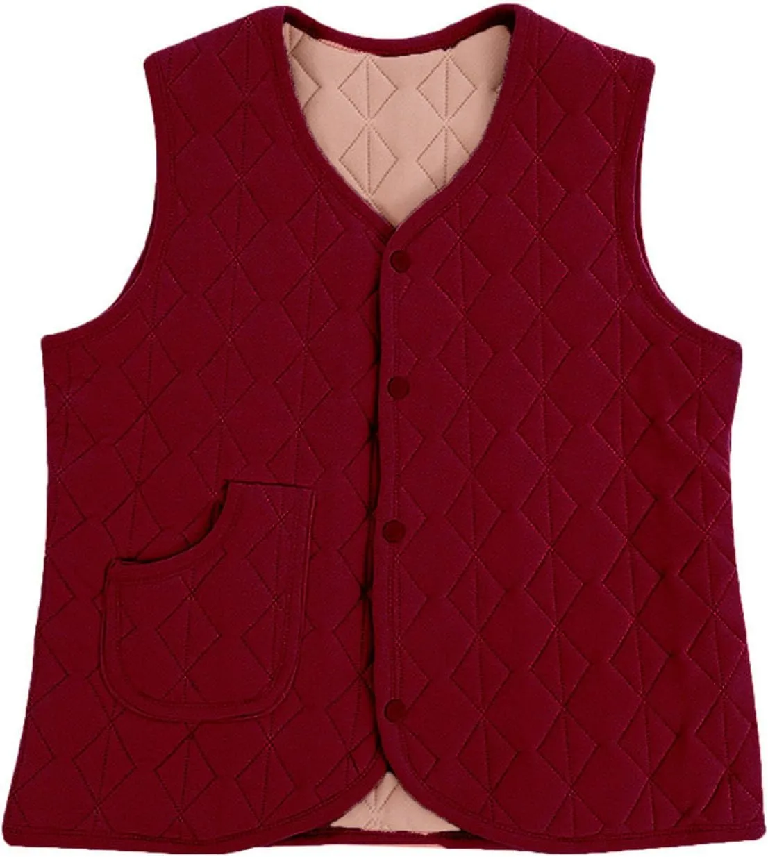Quilted Puffer Vest for Women Button Down V Neck Coats Casual Sleeveless Padded Cotton Coats Warm Winter Gilet