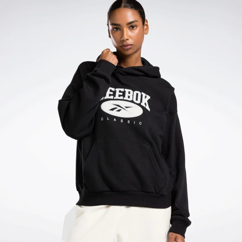 Reebok Apparel Women REEBOK CLASSICS NATURAL DYE BIG LOGO HOODIE BLACK