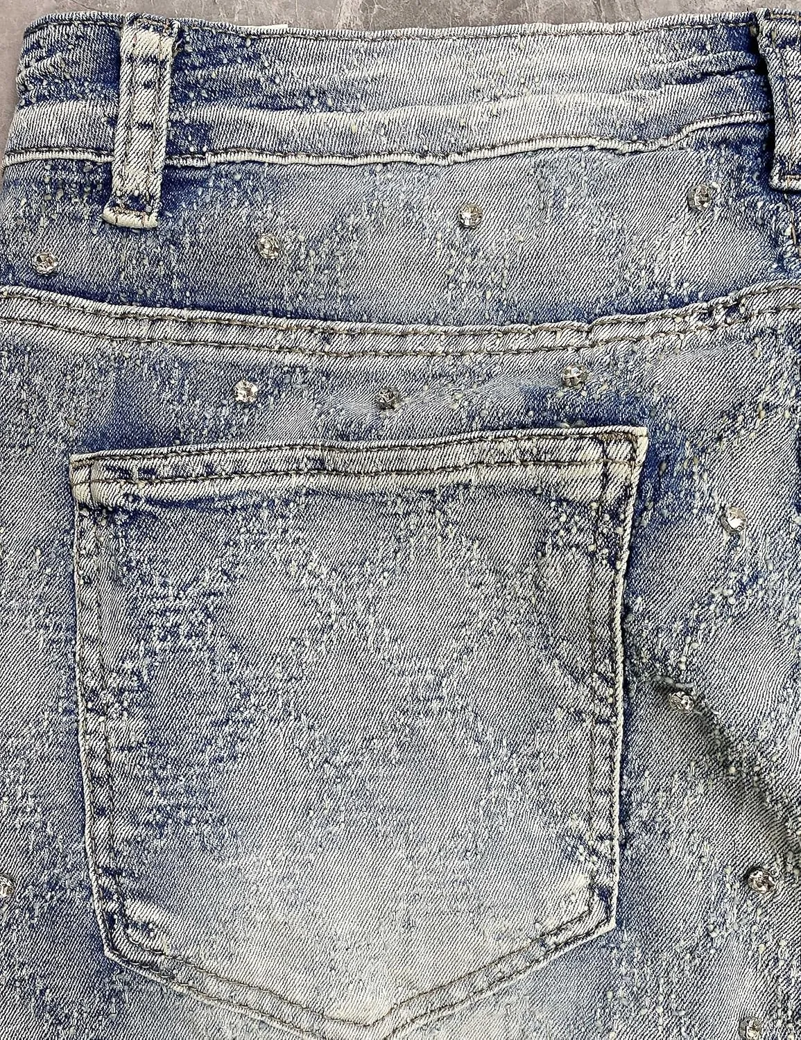 Rhinestone Skinny Stacked Jeans Mens Straight Leg Jeans Casual Pants Slim Fit Jeans Vintage Grunge Hip Hop Pants