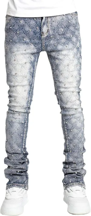 Rhinestone Skinny Stacked Jeans Mens Straight Leg Jeans Casual Pants Slim Fit Jeans Vintage Grunge Hip Hop Pants