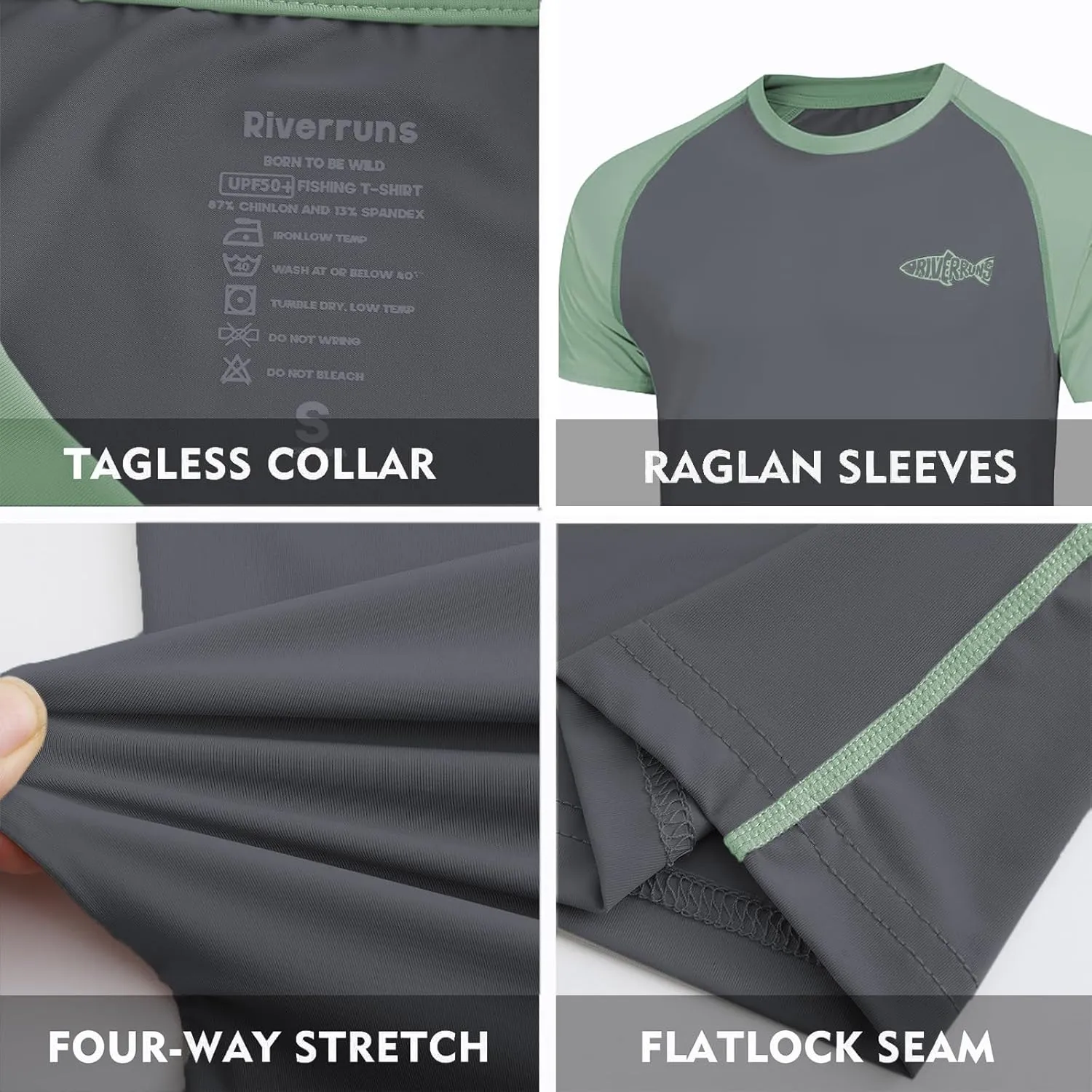Riverruns UPF 50  Swim Shirt Fishing Shirt Rash Guard T Shirt Ice-Cool Quick Dry Sports Shirt