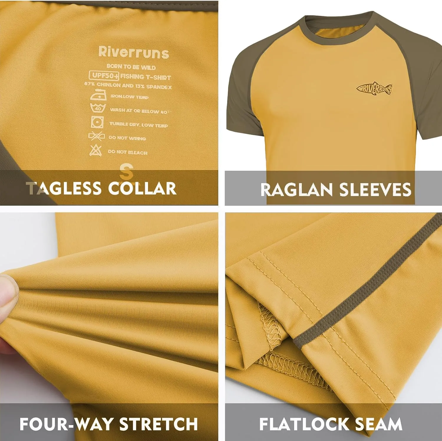 Riverruns UPF 50  Swim Shirt Fishing Shirt Rash Guard T Shirt Ice-Cool Quick Dry Sports Shirt