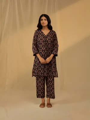 Roasted Coffee Voile Kurta Twin Set